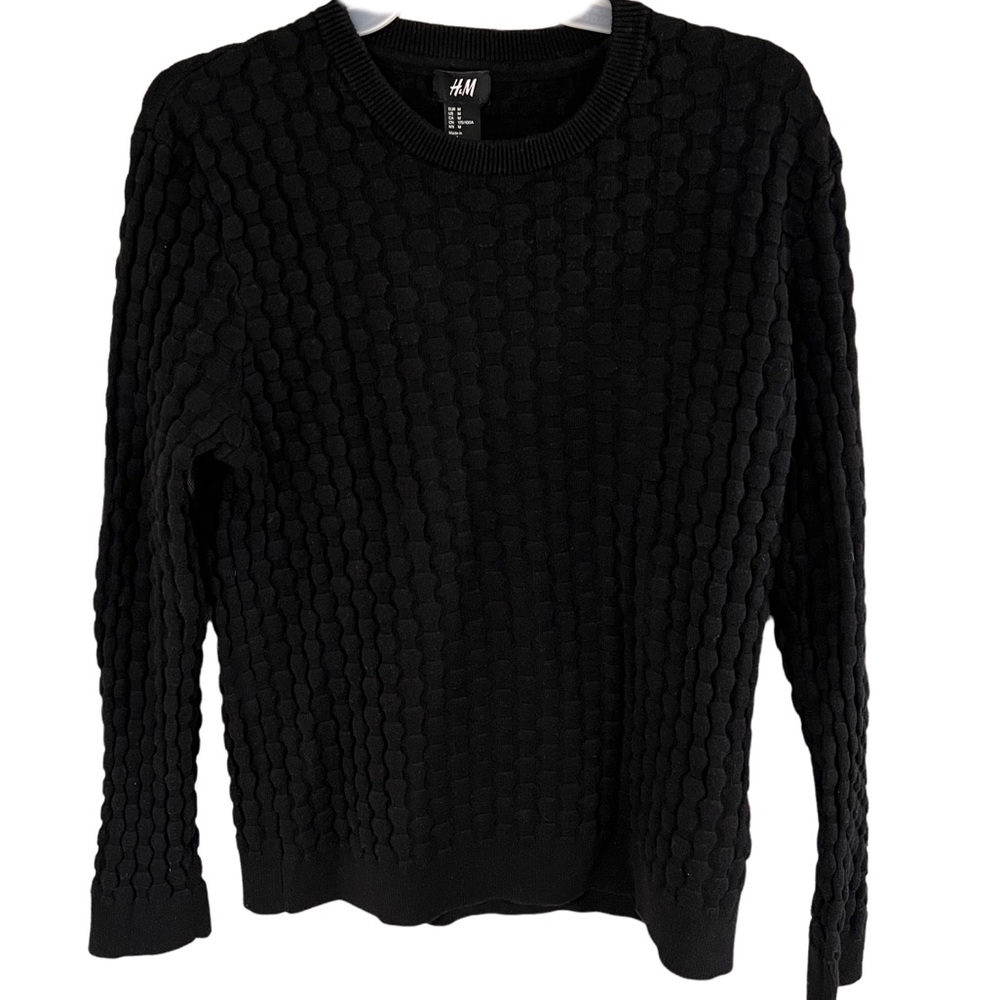 H&M Black Textured Sweater M